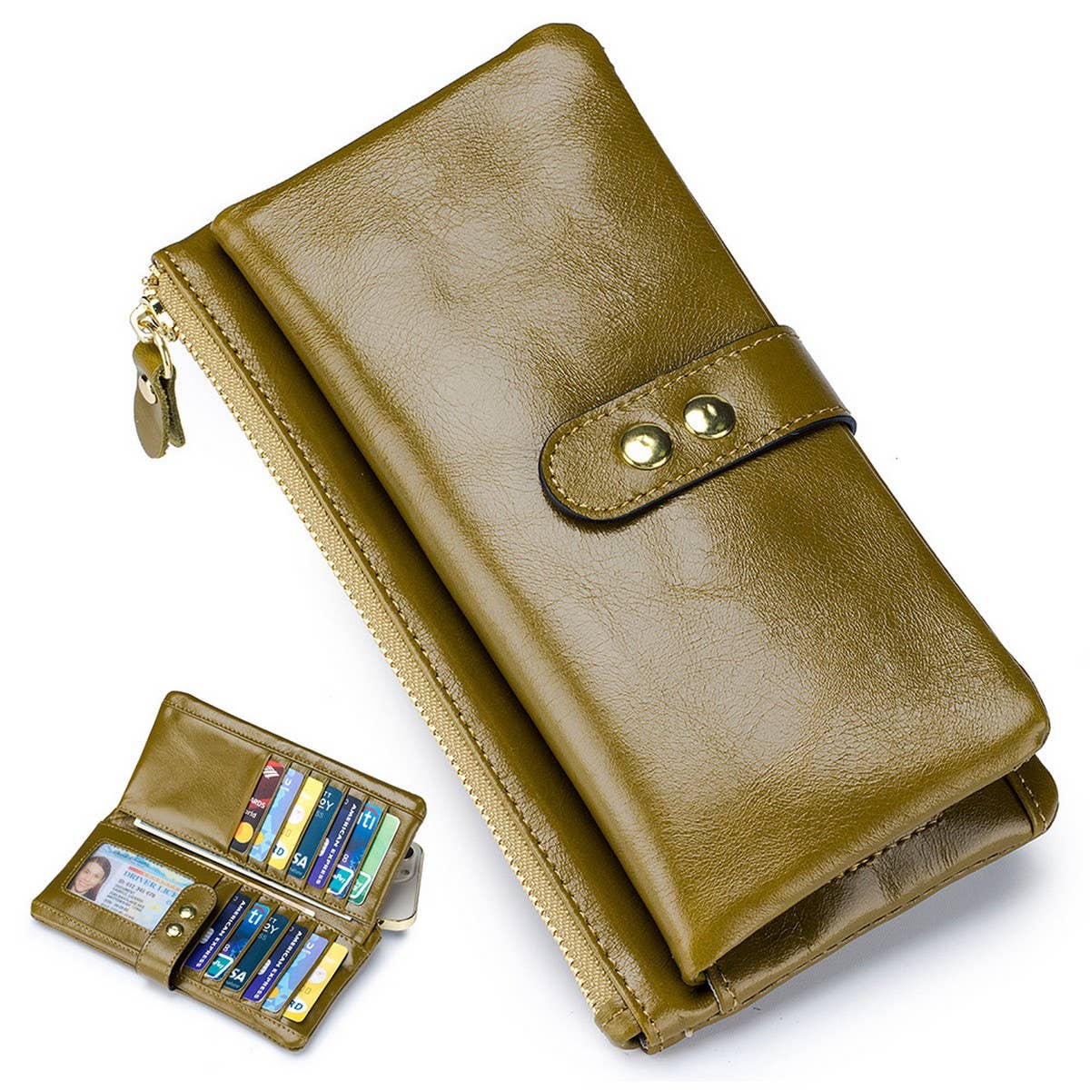 Vintage Waxed Leather Multifunctional Wallet_Cwab3812