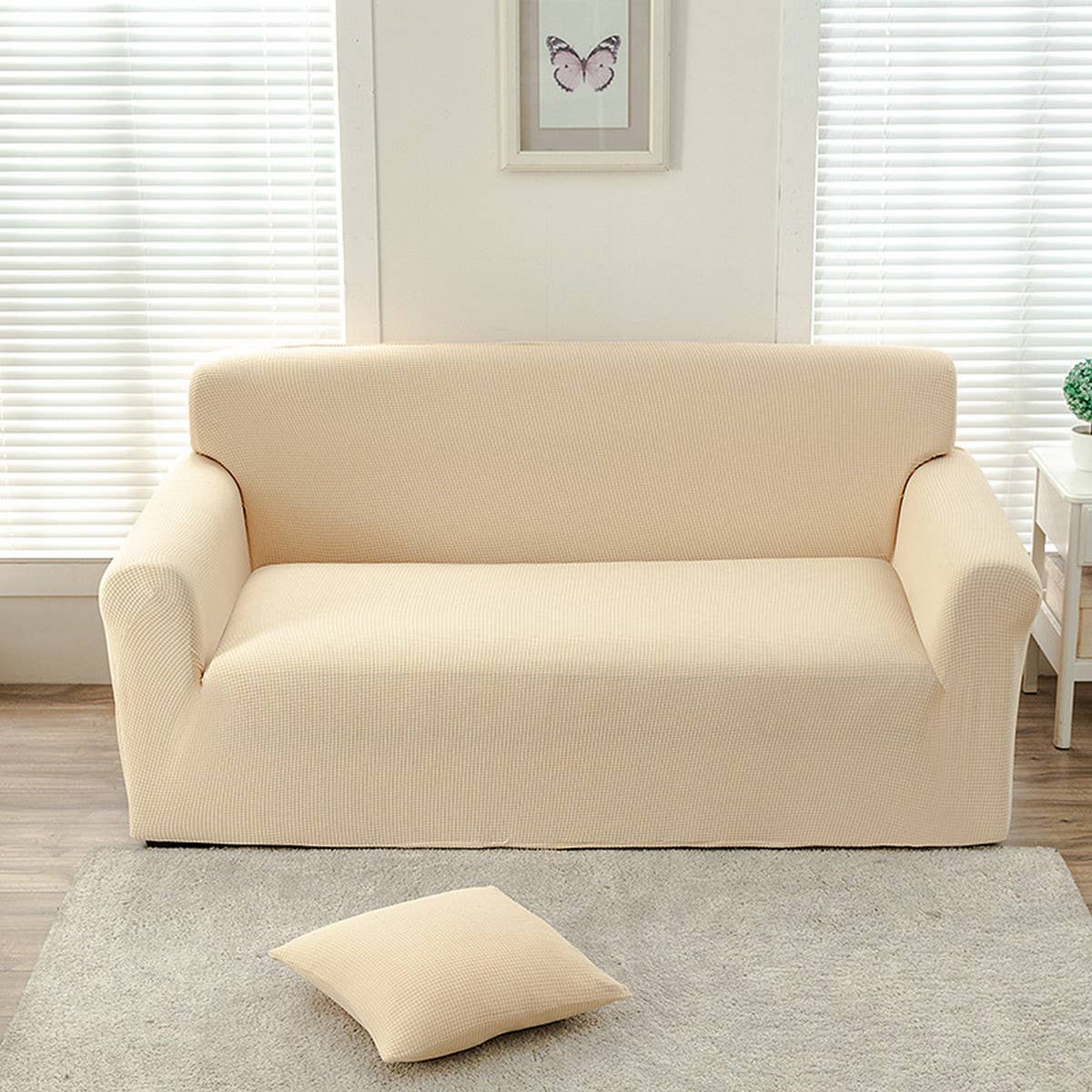 Waterproof Waffle Plush Sofa Cover, Full Wrap_Cwmm8307