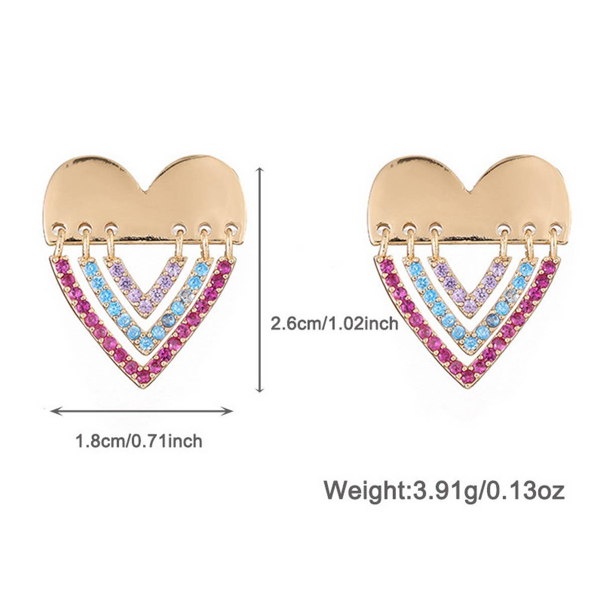FASHION HEART COLOR DIAMOND NECKLACE EARRING SET_CWAJE2848