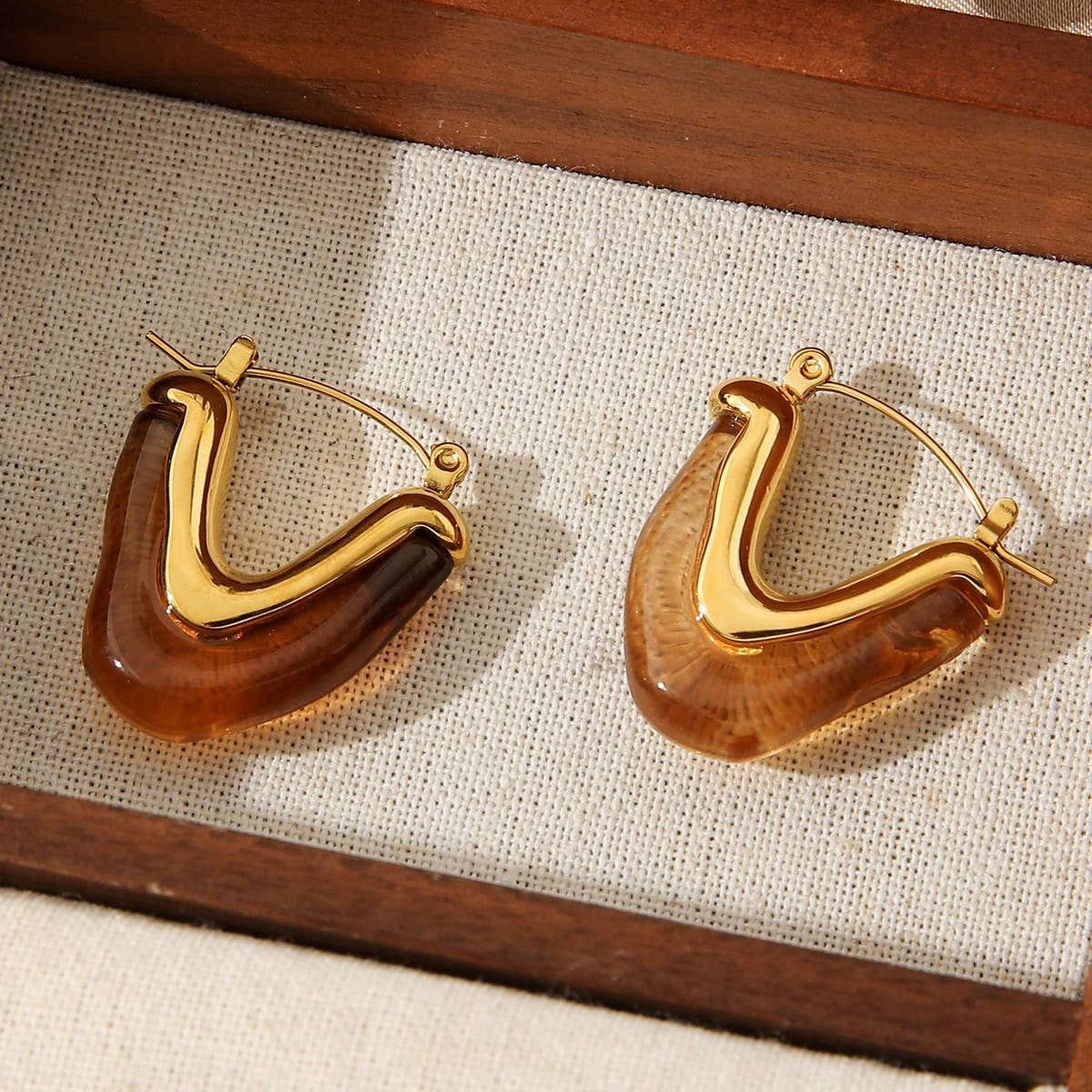 Triangle Geometric Stainless Steel 18Kgold Earrings_Cwmm3601