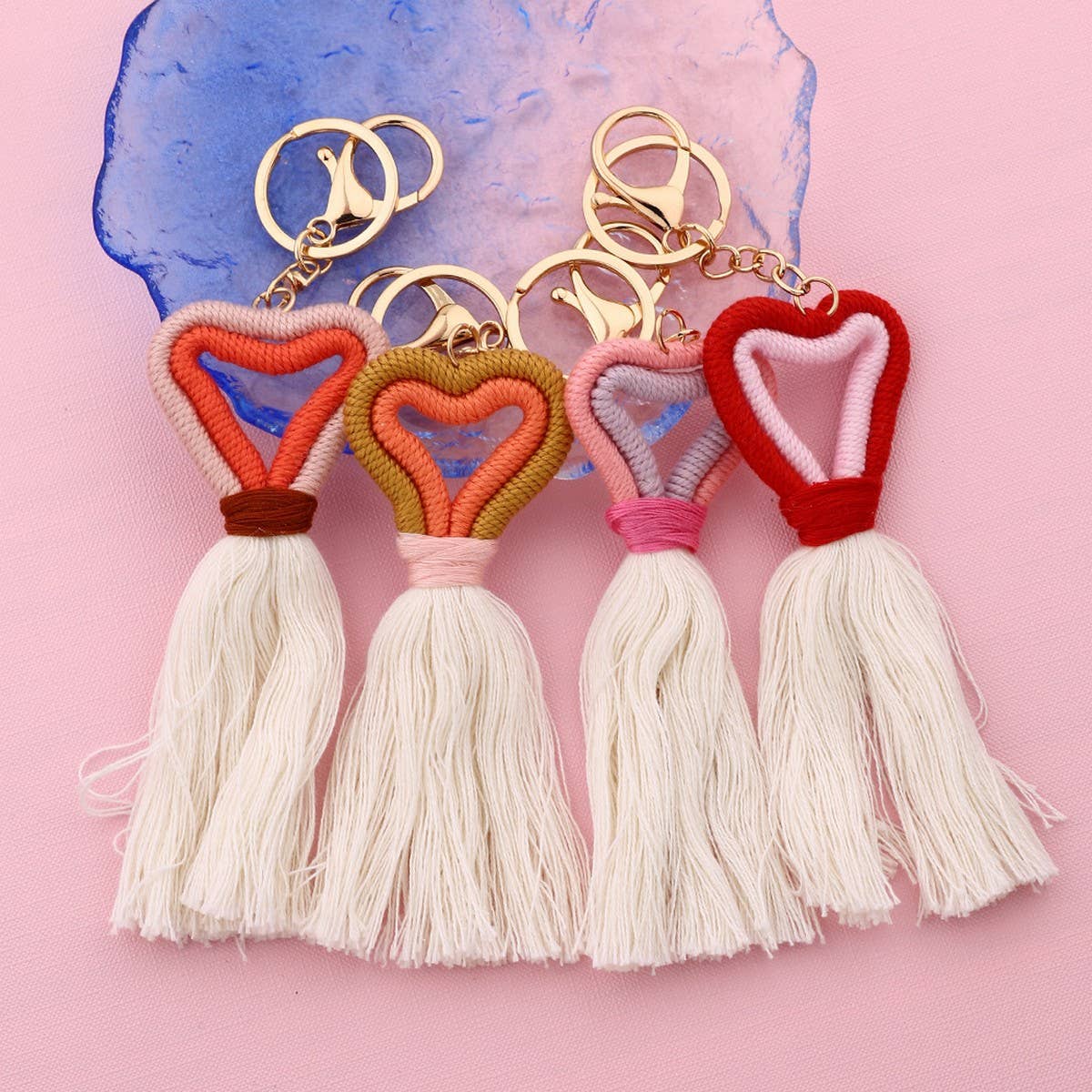 HANDMADE COTTON ROPE HEART KEYCHAIN_CWAB5074