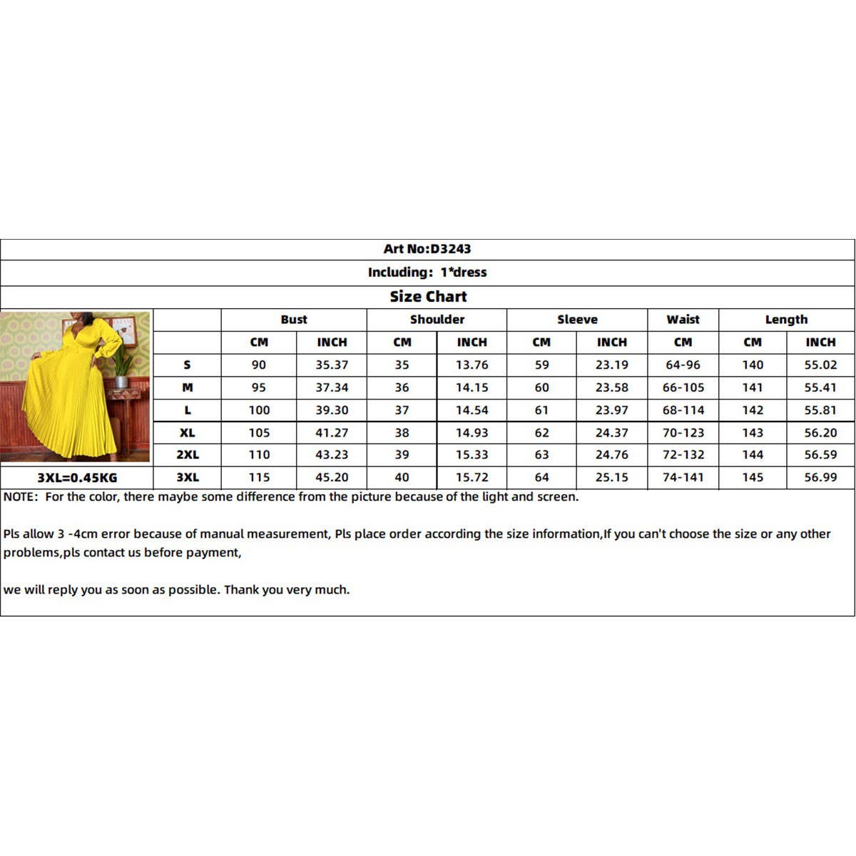 FASHIONABLE AND ELEGANT SOLID COLOR PLEATED DRESS_CWDMD3677