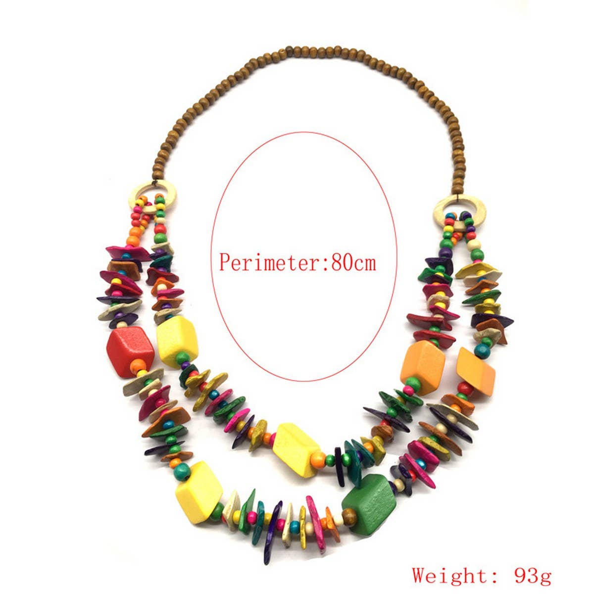 Vintage Geometric Wood Coconut Shell Necklace_Cwmm4978