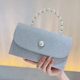 Vintage Pearl Bag Silver Small Square Bag_Cwab2517