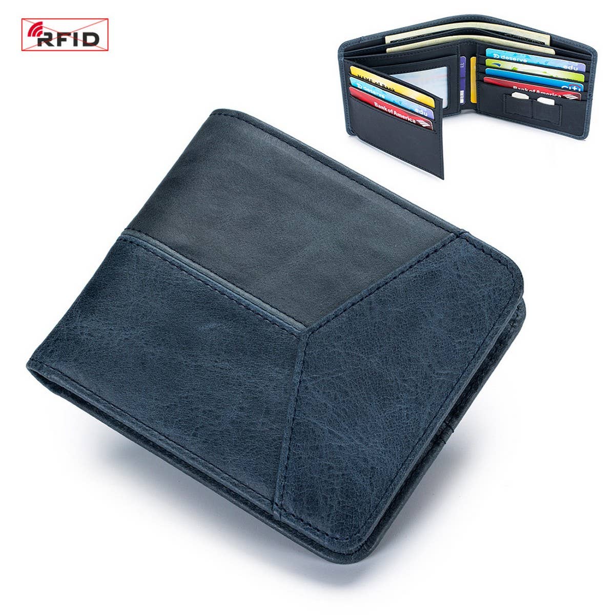 ANTI THEFT BRUSHED COWHIDE SHORT LEATHER WALLET_CWAB3788
