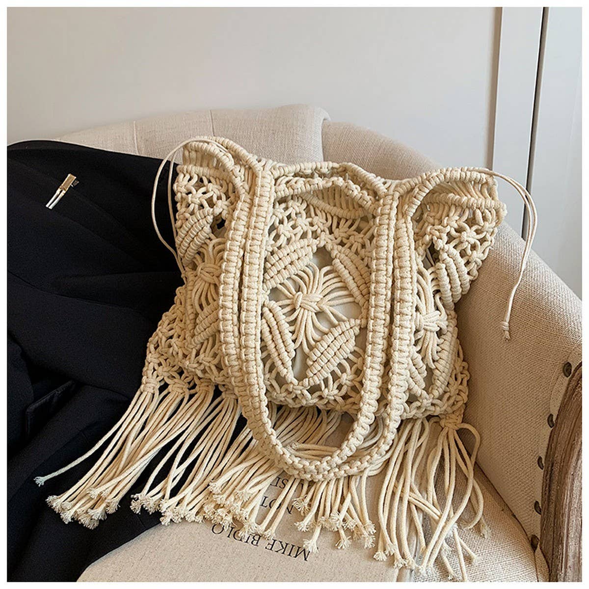 COTTON CROCHET HOLLOW BEACH SHOULDER BAG_CWAB2415
