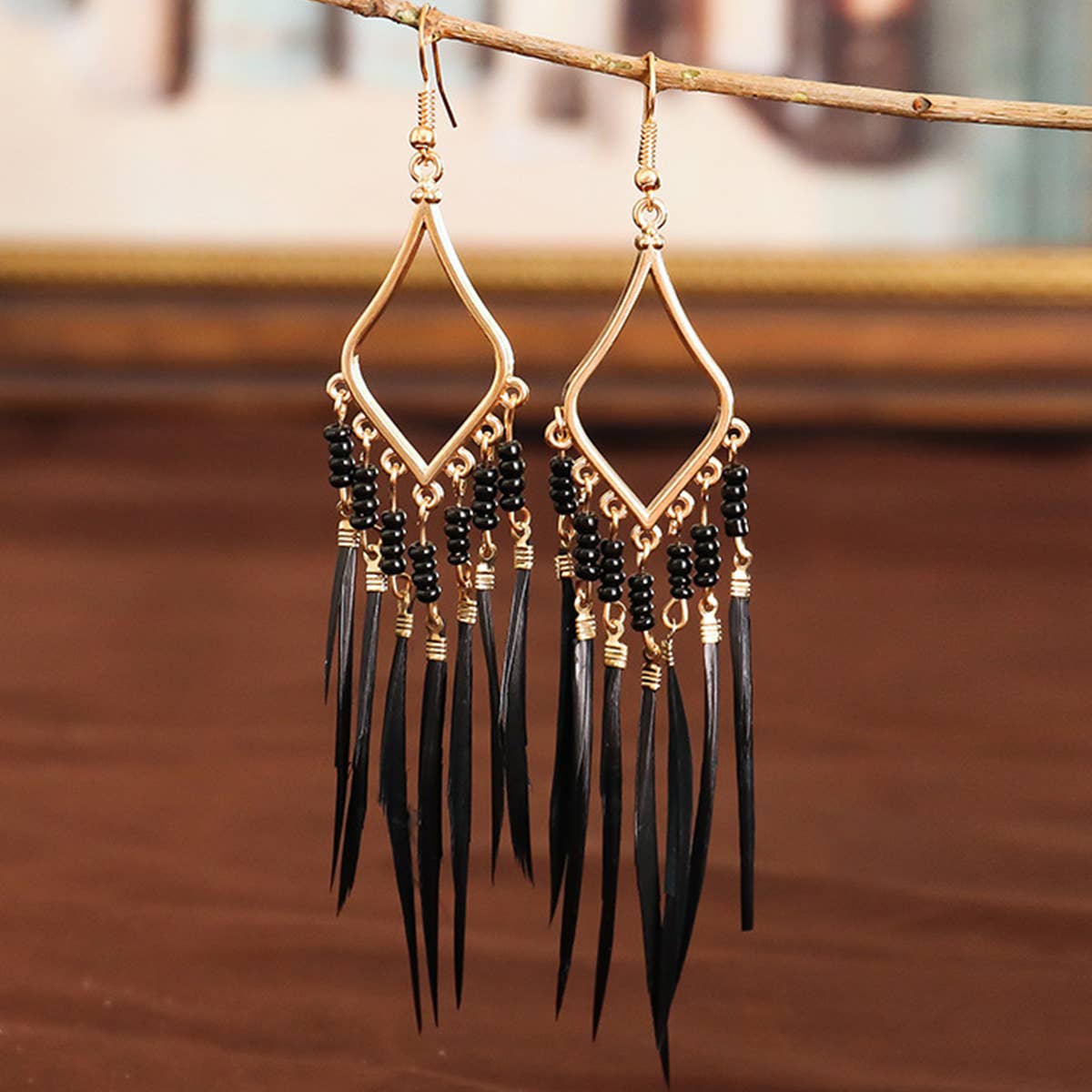 BOHO VINTAGE TASSEL FEATHER EARRINGS_CWAJE0805