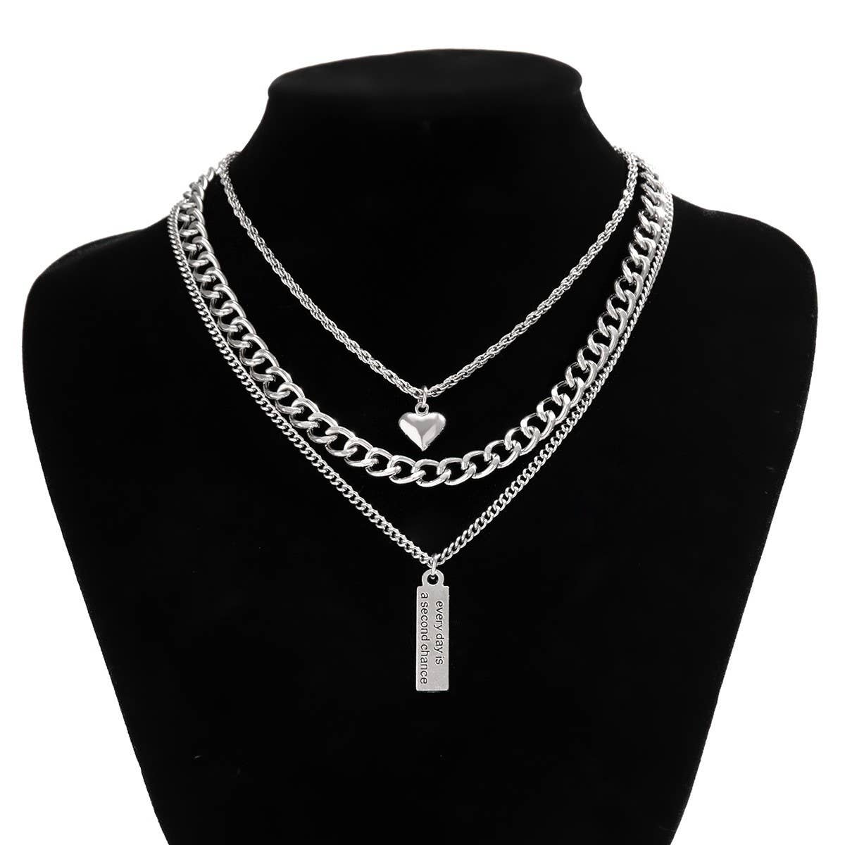 SIMPLE MULTI LAYER CHAIN NECKLACE_CWAJE1129