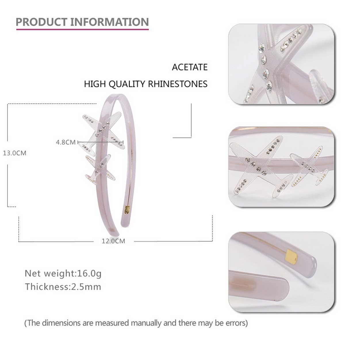 CUTE AIRPLANE DESIGN HEADBAND WITH DIAMONDS_CWAHA4373