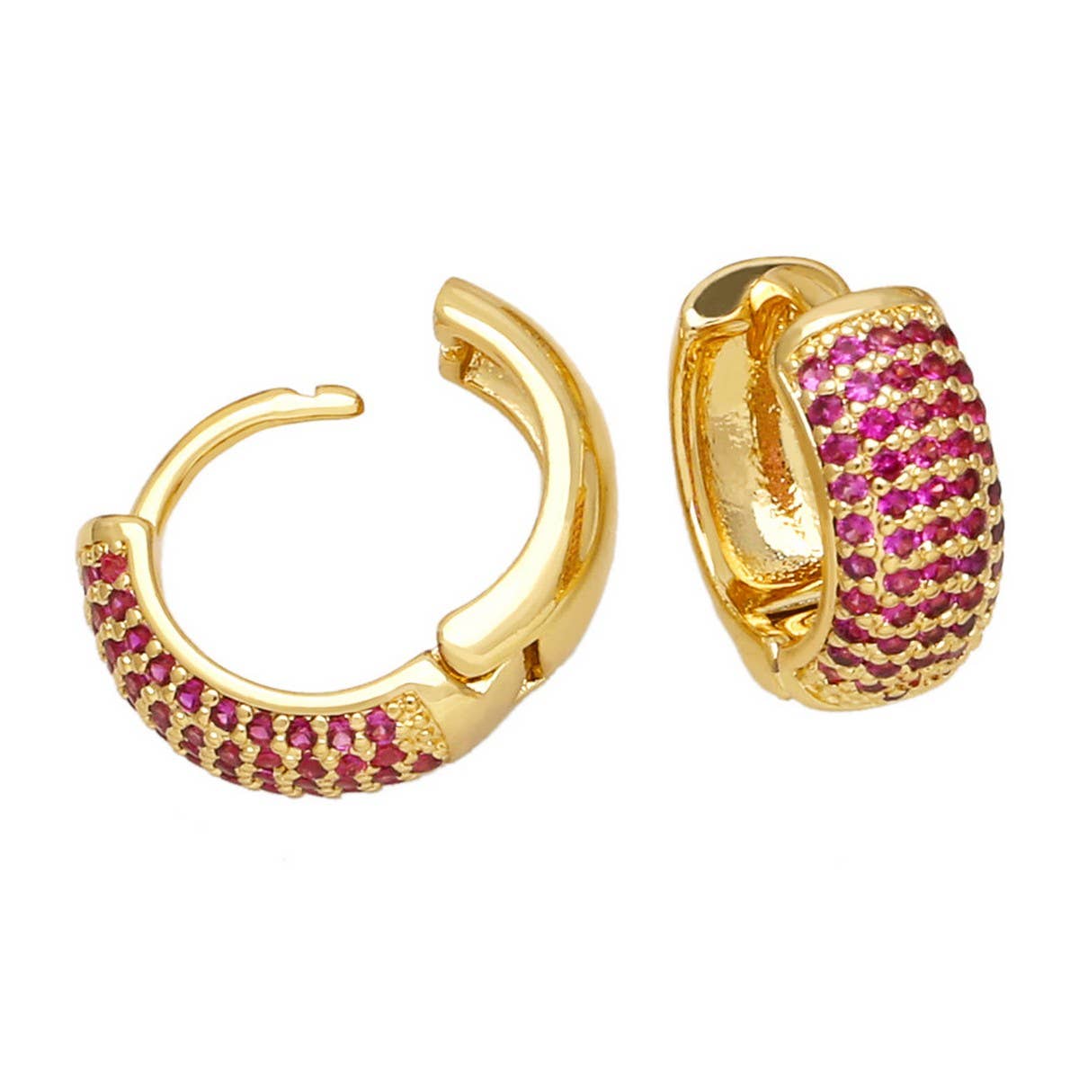 18K GOLD PLATED GEOMETRIC ROUND EARRINGS_CWAJE0978