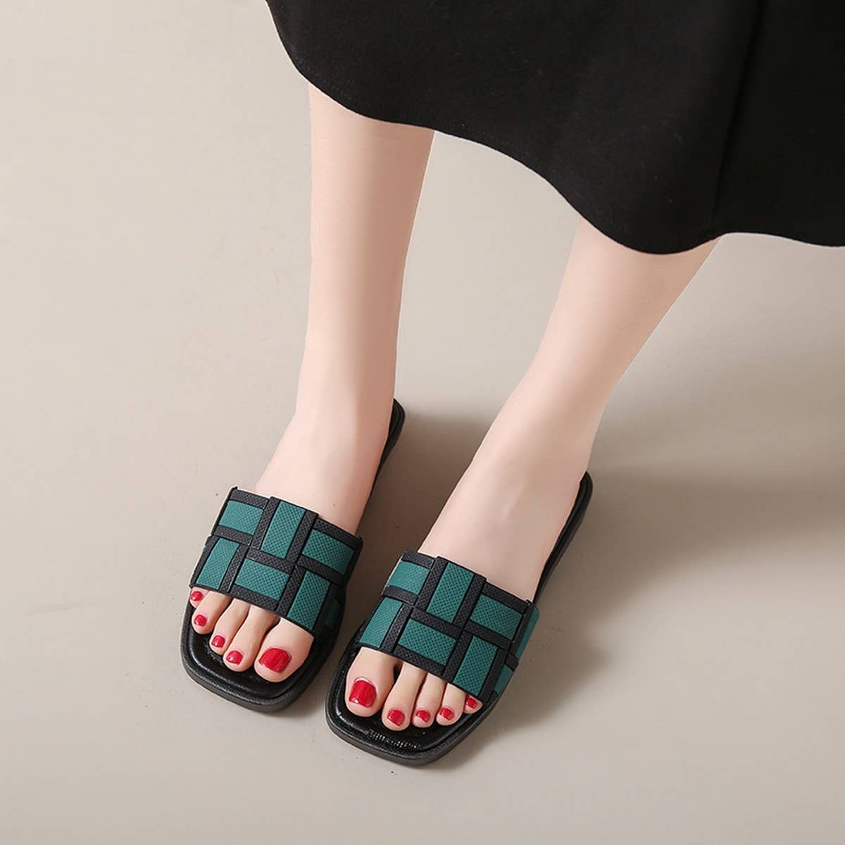 CHECKERBOARD PATTERN SUMMER SANDAL SLIPPERS_CWSHS0673