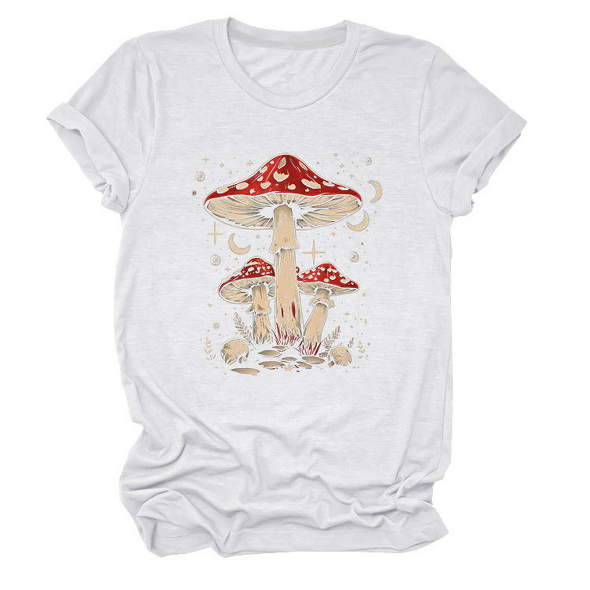 PLAYFUL RED MUSHROOM PRINT WOMENS BASE TEE_CWTTS1510