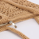 NEW SOLID COLOR RETRO HOLLOW SHOULDER WOVEN BAG_CWAB4692