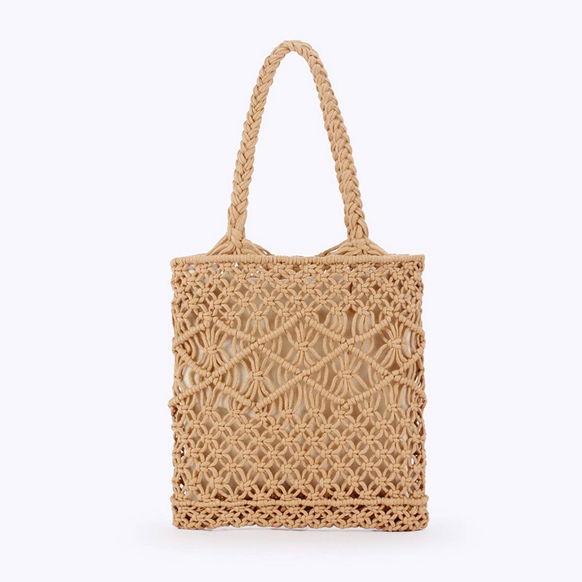 SOLID COLOR VERSATILE SIMPLE HOLLOW HAND WOVEN BAG_CWAB4686