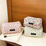 Floral Cotton Makeup Bag Large Travel Hand Pouch_Cuab00721
