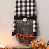 BLACK WHITE PLAID FACELESS GNOME FLAG WALL DECOR_CWAJE0540