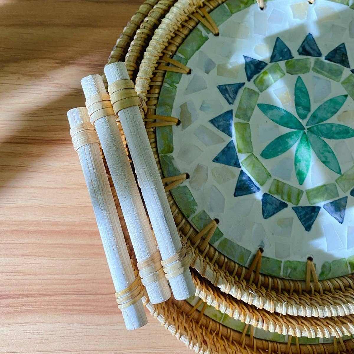 RATTAN SHELL STORAGE BASKET THREE PIECE SET_CWMM4492