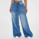Vintage White Multi-Craft Wide Leg Baggy Jeans