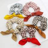 5PCS GINGHAM CLOTH BOW TIED SCRUNCHIE_CWAHA0178