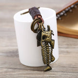 CREATIVE RETRO ALLOY FISHBONE LEATHER KEYCHAIN_CWMM4775