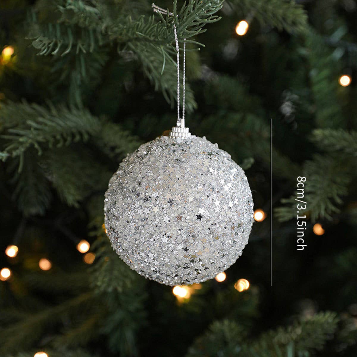 SILVER FOAM GLITTER XMAS BALLS BOWS TREE TOPPER_CWMM9677