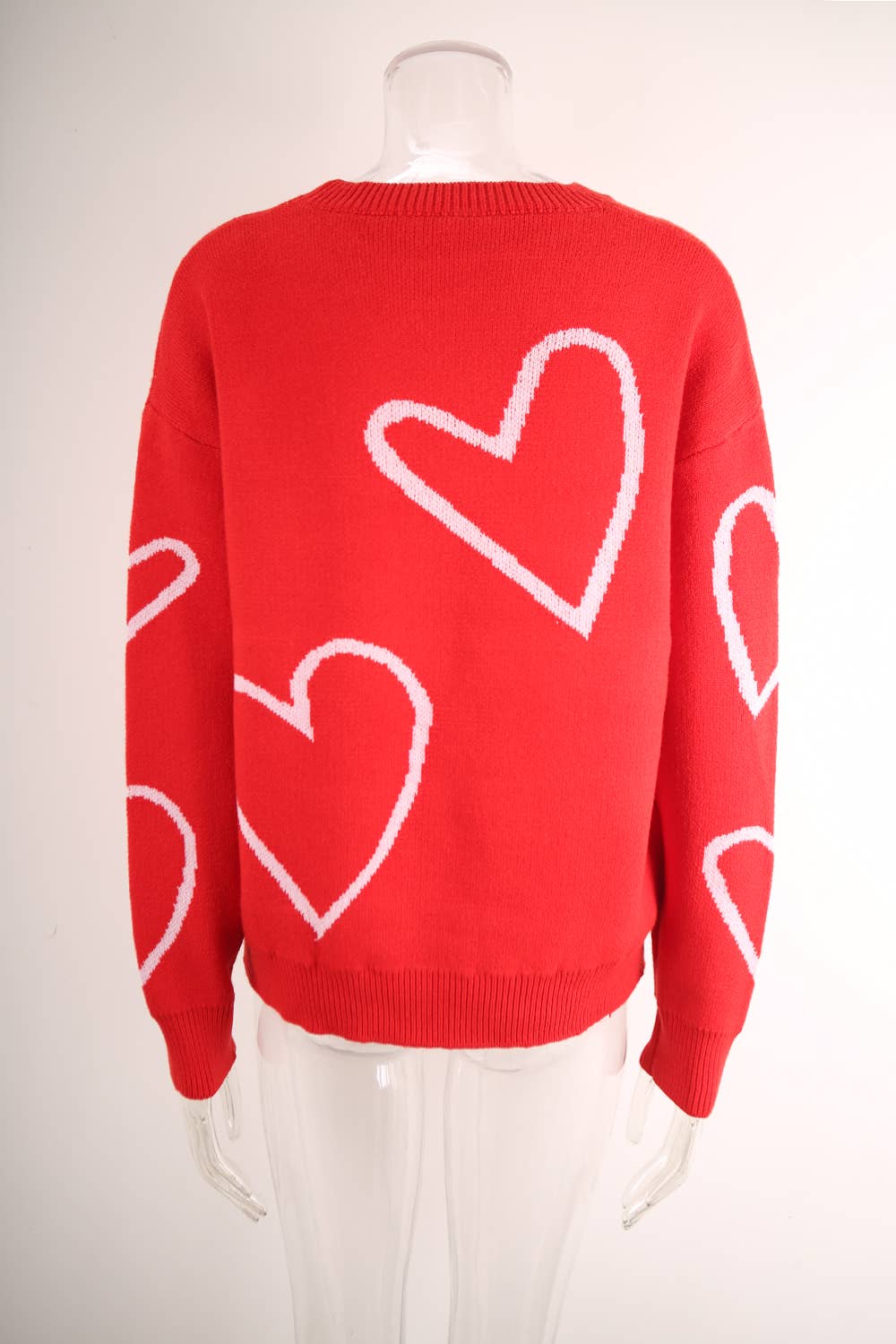 Valentines Day Color Contrast Heart Pullover Sweater