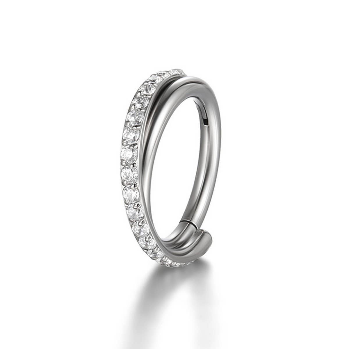 DOUBLE ROW ZIRCON CLOSED NOSE RING PIERCING_CWMM9533