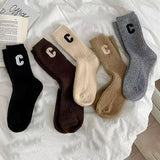 AUTUMN AND WINTER WARM LETTER C MID TUBE SOCKS_CWMS1055