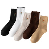 FLORAL EMBROIDERED COTTON SOCKS_CWMS0510