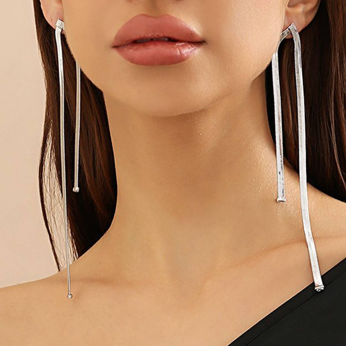 PERSONALIZED LONG TASSEL EARRINGS SNAKE BONE CHAIN_CWAJE1136