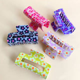 DOPAMINE FLOWER SQUARE HAIR CLAW CLIP CUTE STYLE_CWAHA1022