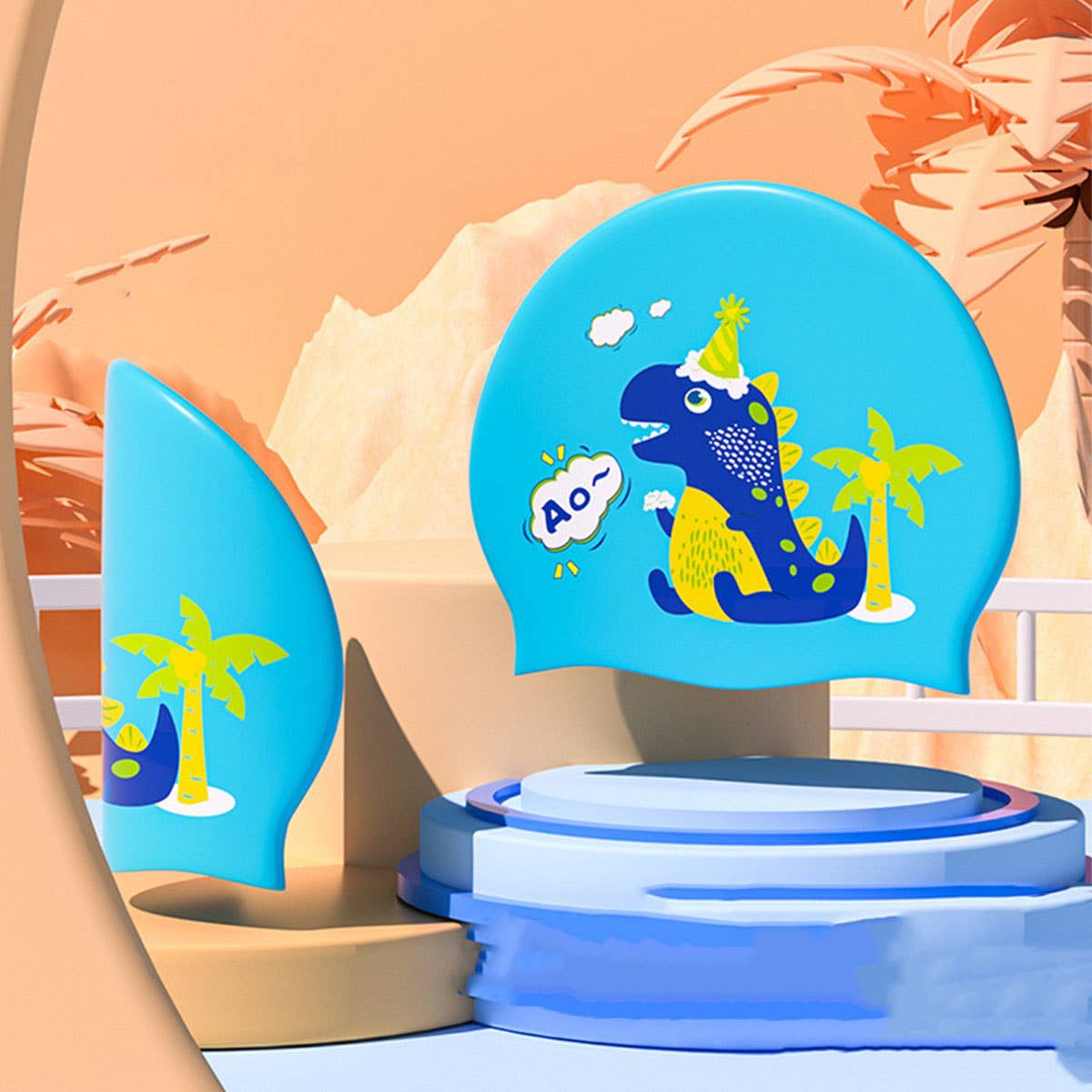 KIDS SILICONE SWIM CAP WATERPROOF COMFY_CWMM6779