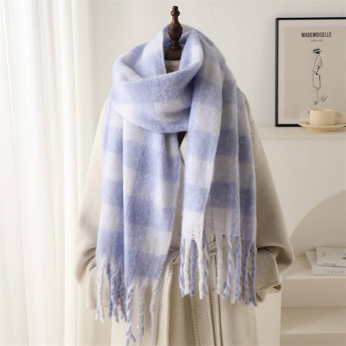 PLAID WINTER SCARF SHAWL THICK SOFT UNISEX WRAP_CWASC0964