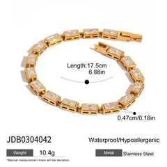 18K GOLD SQUARE ZIRCON TENNIS BRACELET MINIMALIST_CWAJE4778
