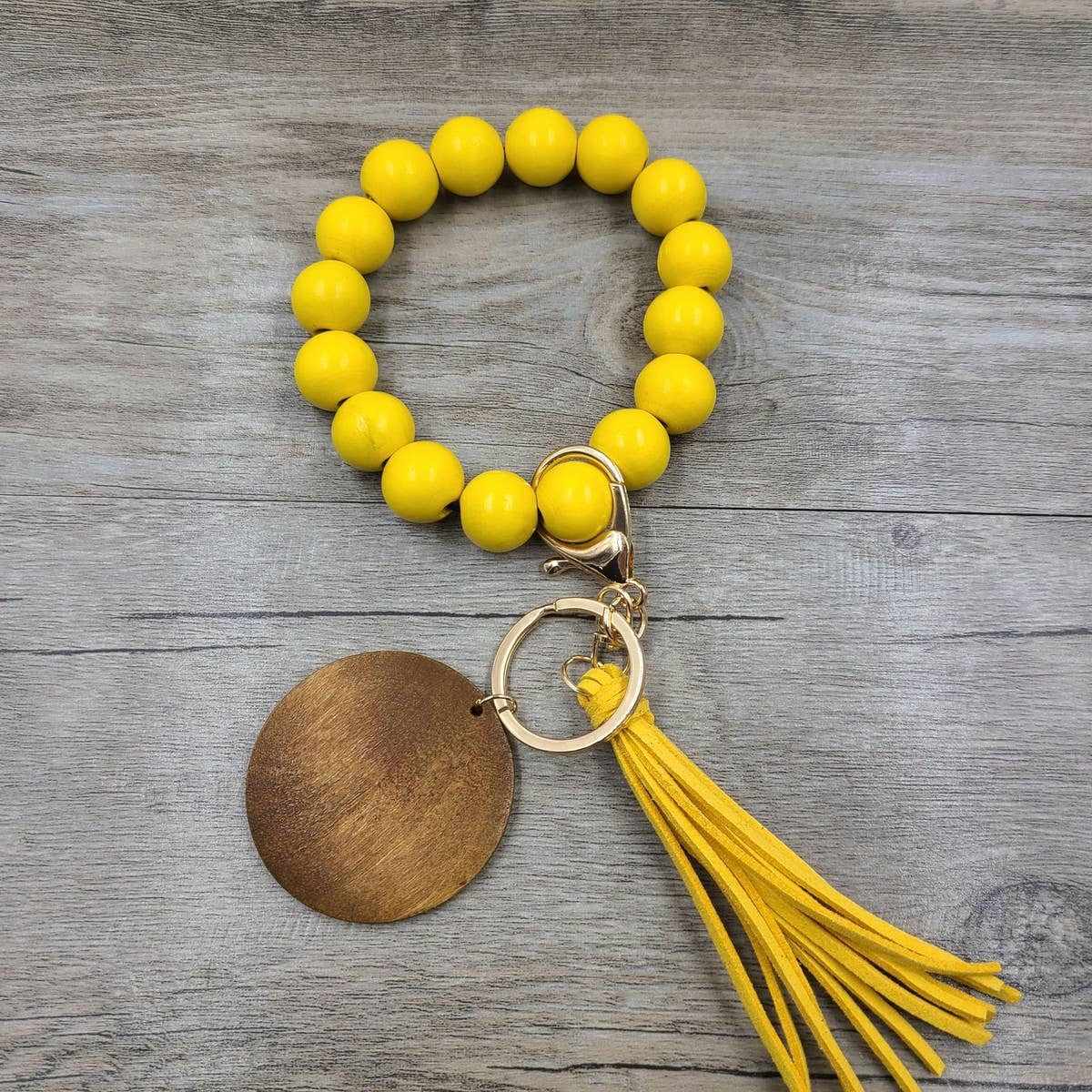 MULTI COLORED WOODEN BEAD BRACELET KEYCHAIN_CWAJE1069