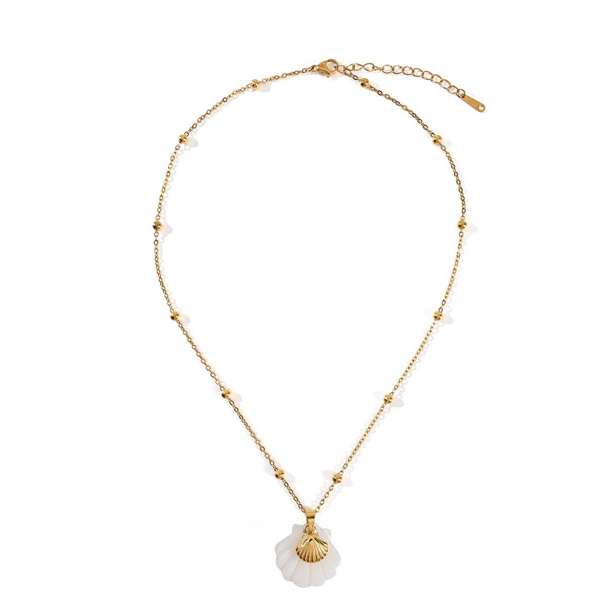 SUMMER BEACH STEEL SHELL STARFISH NECKLACE_CWMM8862