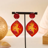 HALLOWEEN FUNNY PUMPKIN BAT LEAF EARRINGS_CWAJE2421