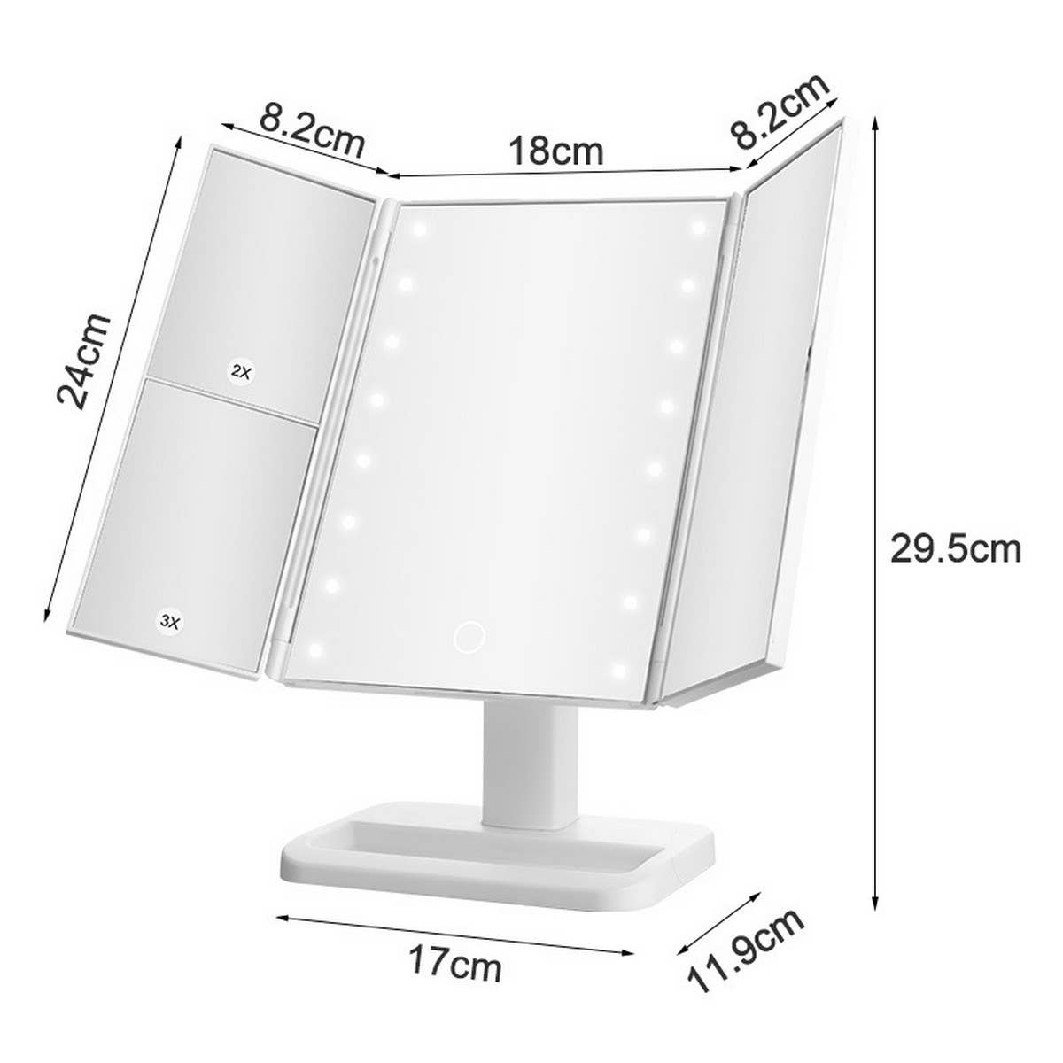 Triple Folding Led Makeup Mirror Shell Mirror_Cwmm5647