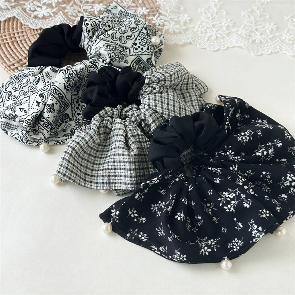 Retro Paisley Large Hair Scrunchie Korean Style_Cwaha07589