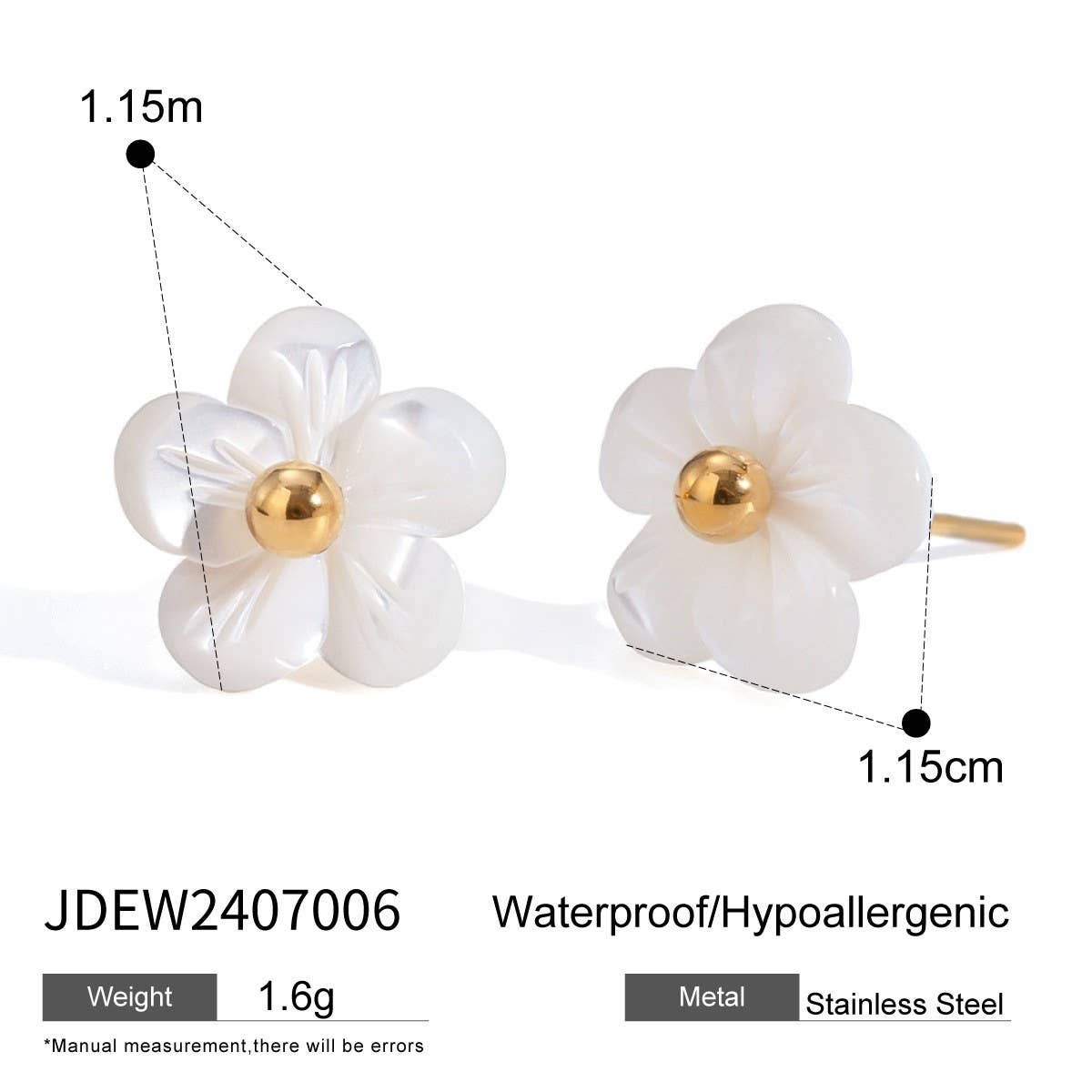 SIMPLE AND VERSATILE 18KGOLD SHELL FLOWER EARRINGS_CWASC1679