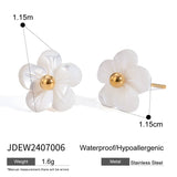 SIMPLE AND VERSATILE 18KGOLD SHELL FLOWER EARRINGS_CWASC1679