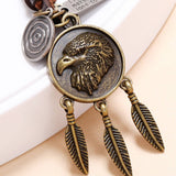 SIMPLE EAGLE PENDANT RETRO CAR LEATHER KEYCHAIN_CWMM4710
