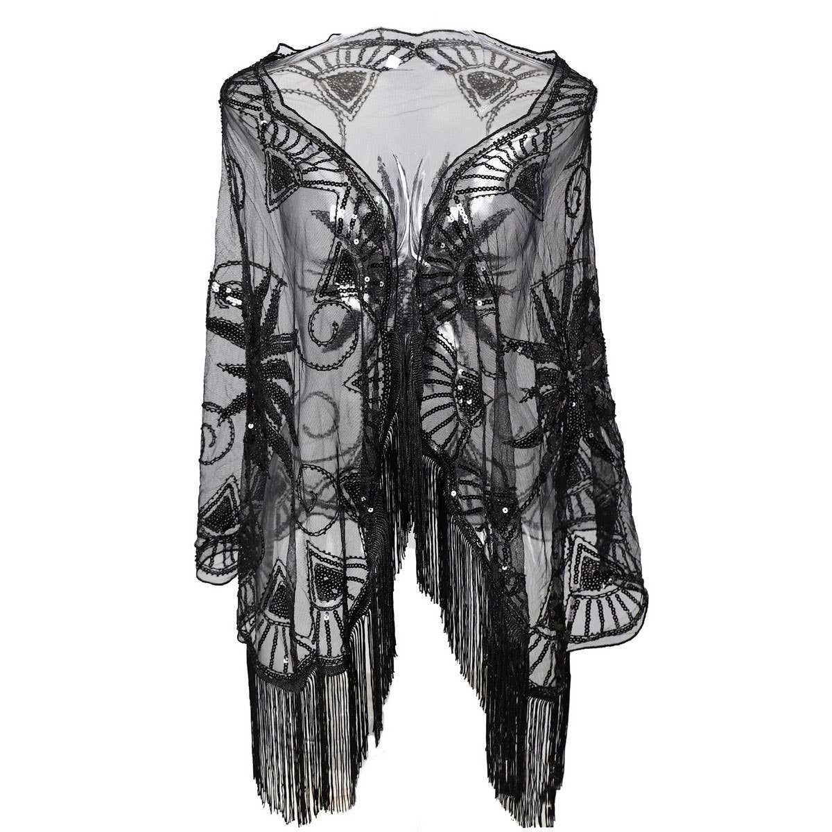 BEADED SEQUIN MIDI SHAWL VINTAGE EVENING COVER_CWMM8956