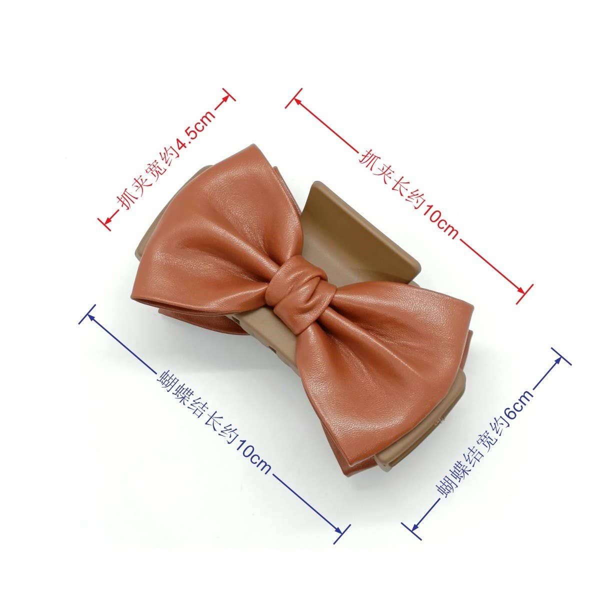 LARGE RETRO PU LEATHER DOUBLE SIDED BOW CLIP_CWAHA6375