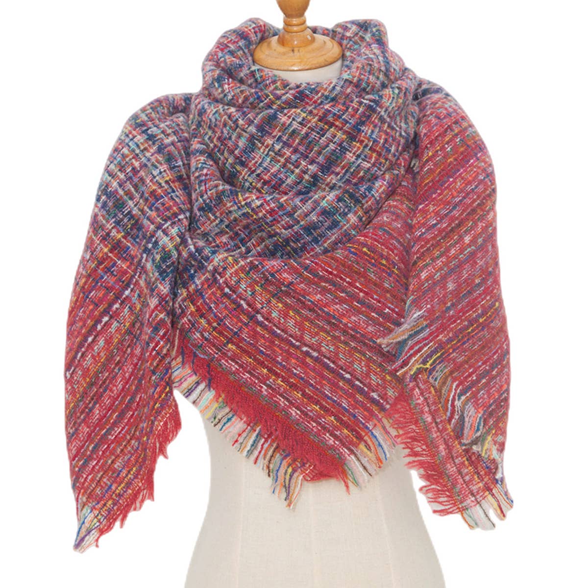 PLAID CIRCLE SCARF FALL WINTER WOVEN WRAP_CWASC0156
