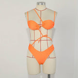 ASYMMETRIC SOLID COLOR STRAPPY BIKINI SWIMSUIT_CWMW0263
