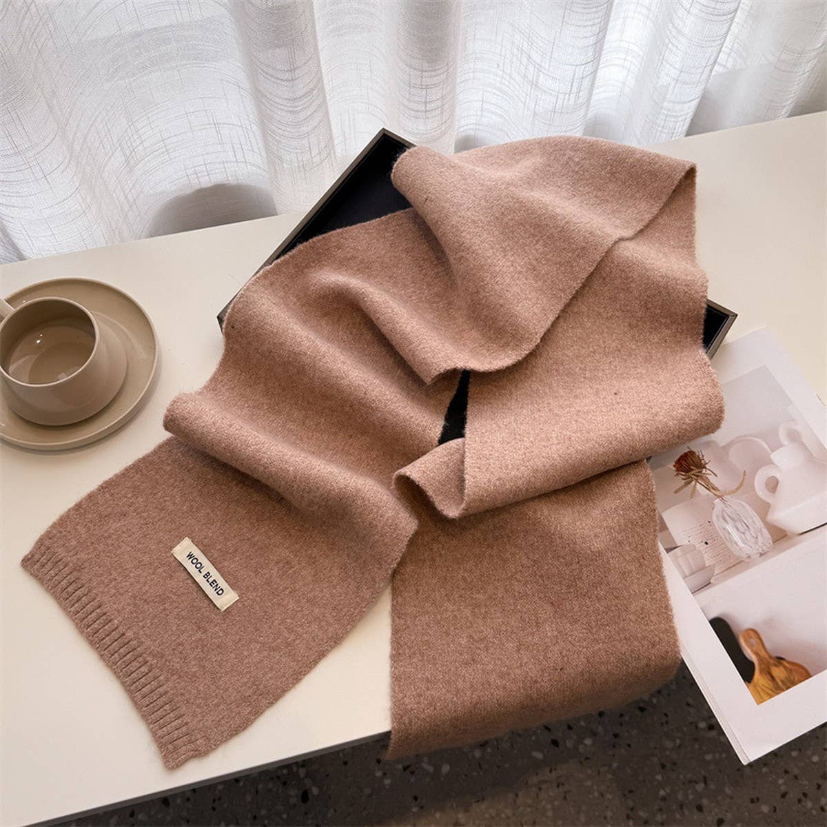 Solid Knit Scarf Soft Warm Winter Shawl_Cwasc03456