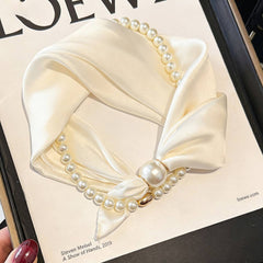 Ivory Pearl Magnetic Skinny Neck Scarf_Cwasc03933