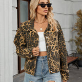Wild And Versatile Leopard Print Denim Jacket