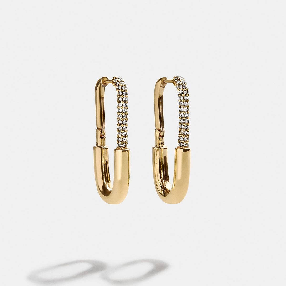 Vintage Zircon Square Round Long Gold Earrings